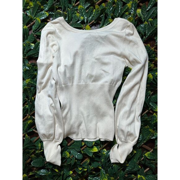 Vintage Express V Neck Cream Sweater Size Large - Picture 5 of 8